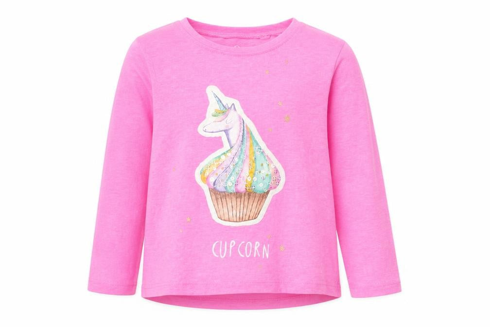 Next Girls Pink  Cotton Basic T-Shirt Size 2 Years Round Neck  - Unicorn