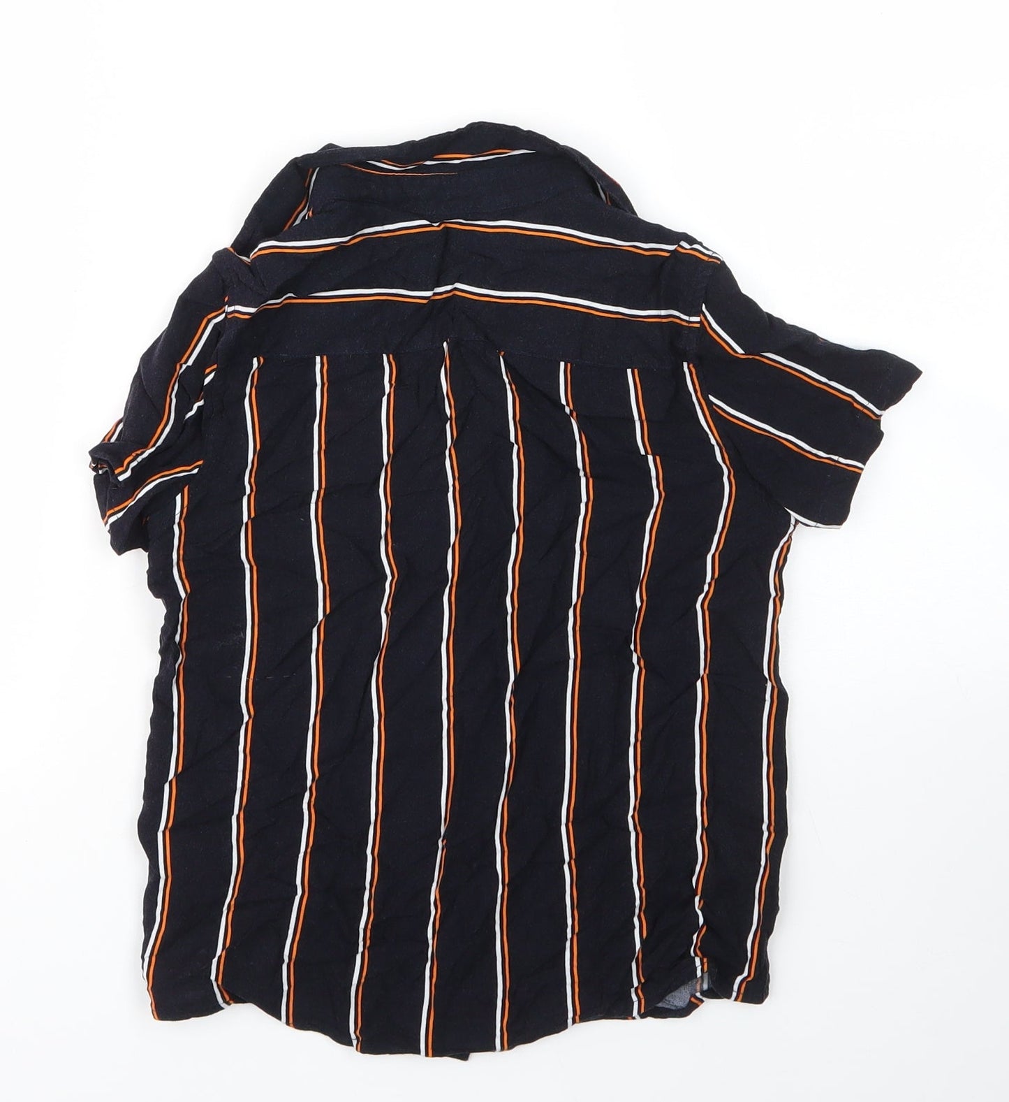 George Boys Blue Striped Viscose Basic Button-Up Size 7 Years Collared Button