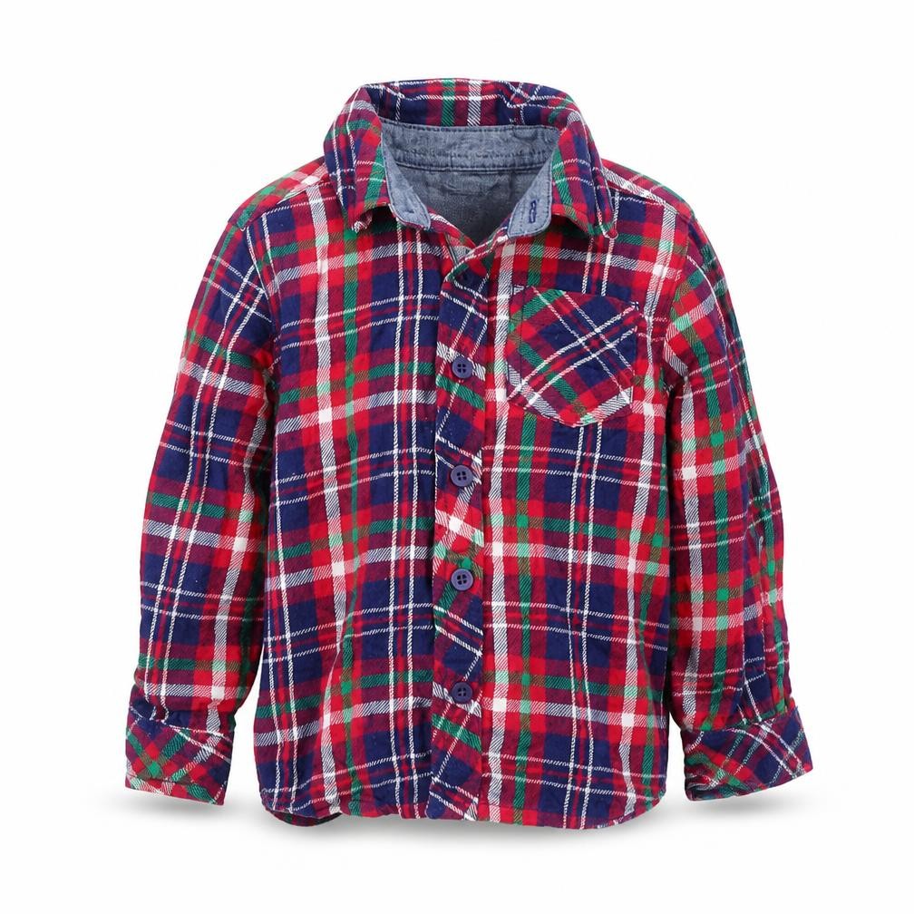 F&F Boys Red Plaid Cotton Basic Button-Up Size 18-24 Months Collared Button
