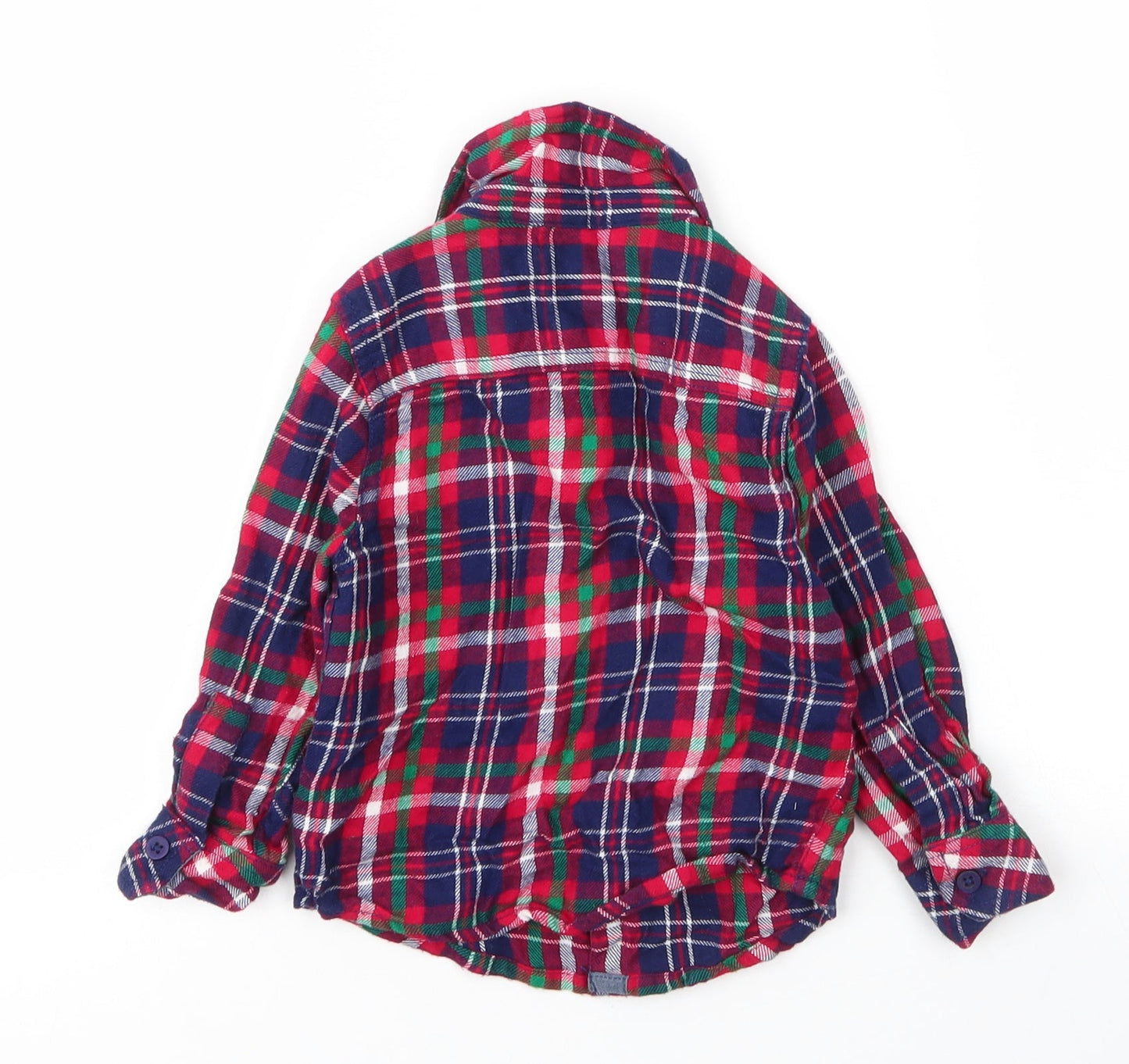 F&F Boys Red Plaid Cotton Basic Button-Up Size 18-24 Months Collared Button