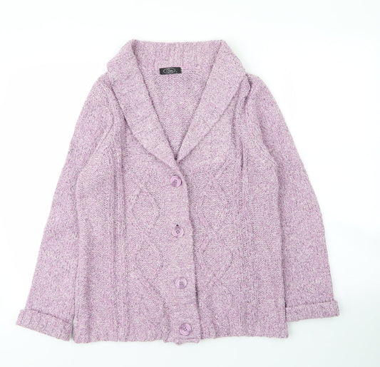 BM Womens Purple V-Neck  Acrylic Cardigan Jumper Size S