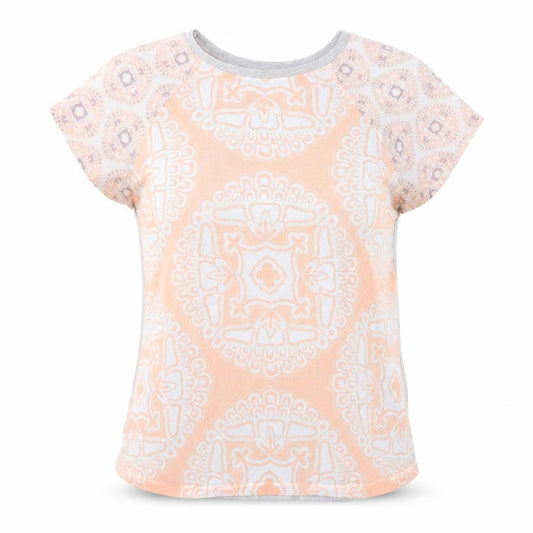 Primark Womens Grey Floral Viscose Basic T-Shirt Size 8 Round Neck