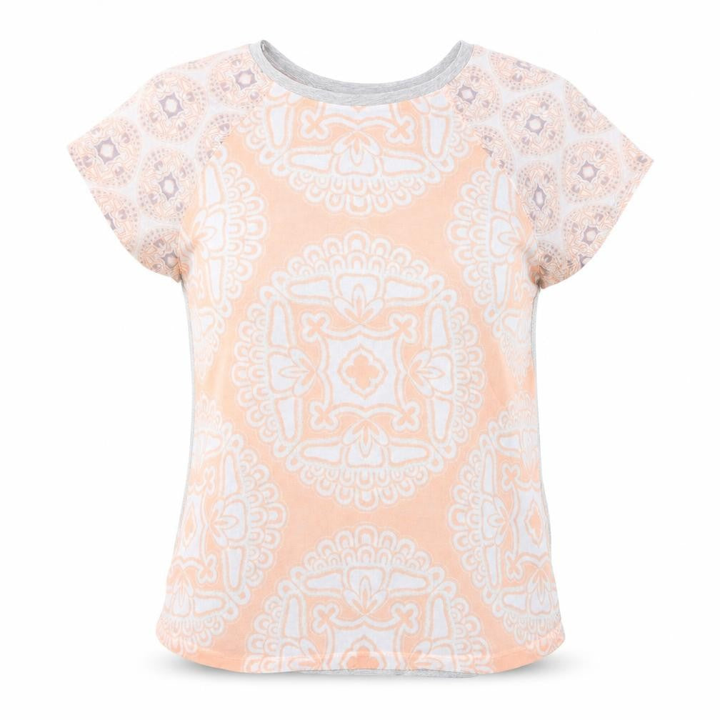 Primark Womens Grey Floral Viscose Basic T-Shirt Size 8 Round Neck