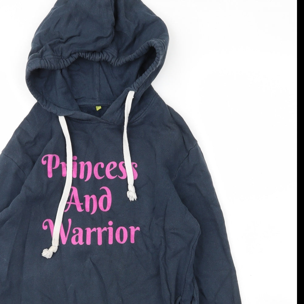 Teemill Womens Blue  Cotton Pullover Hoodie Size 10