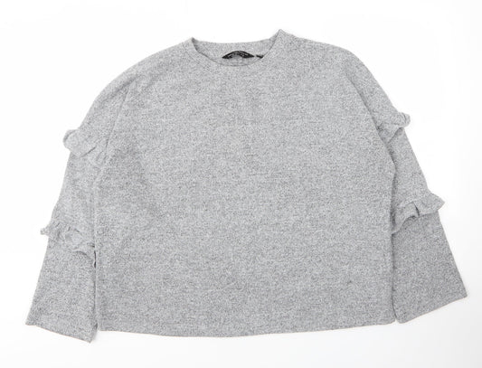 Dorothy Perkins Womens Grey Round Neck  Viscose Pullover Jumper Size 16