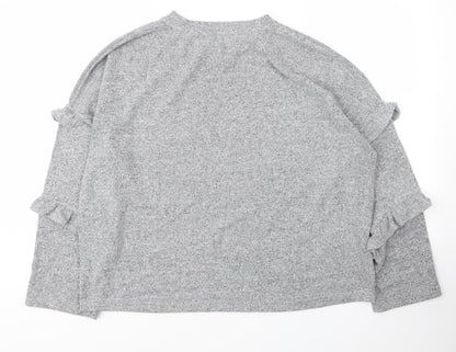Dorothy Perkins Womens Grey Round Neck  Viscose Pullover Jumper Size 16