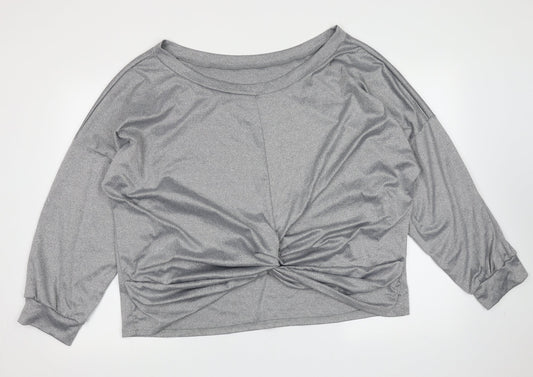 SheIn Womens Silver  Cotton Pullover Sweatshirt Size 4XL   - twist front