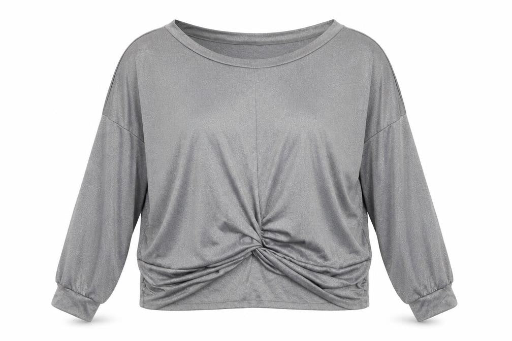 SheIn Womens Silver  Cotton Pullover Sweatshirt Size 4XL   - twist front