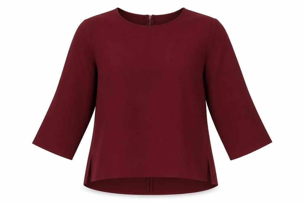 Topshop Womens Red  Polyester Basic Blouse Size 6 Round Neck