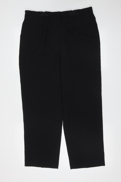 Bonmarché Womens Black Polyester Trousers Size 14 L27 in Regular