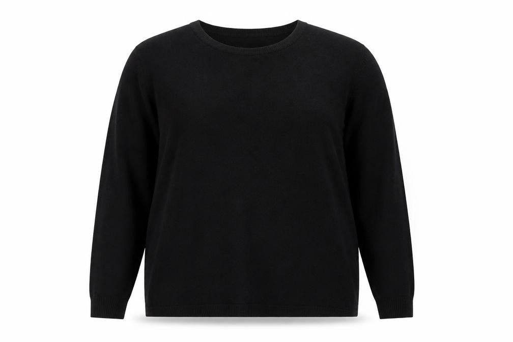 Classic Womens Black Round Neck  Acrylic Pullover Jumper Size 18
