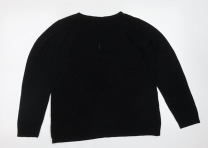 Classics Womens Black Round Neck  Acrylic Pullover Jumper Size 18