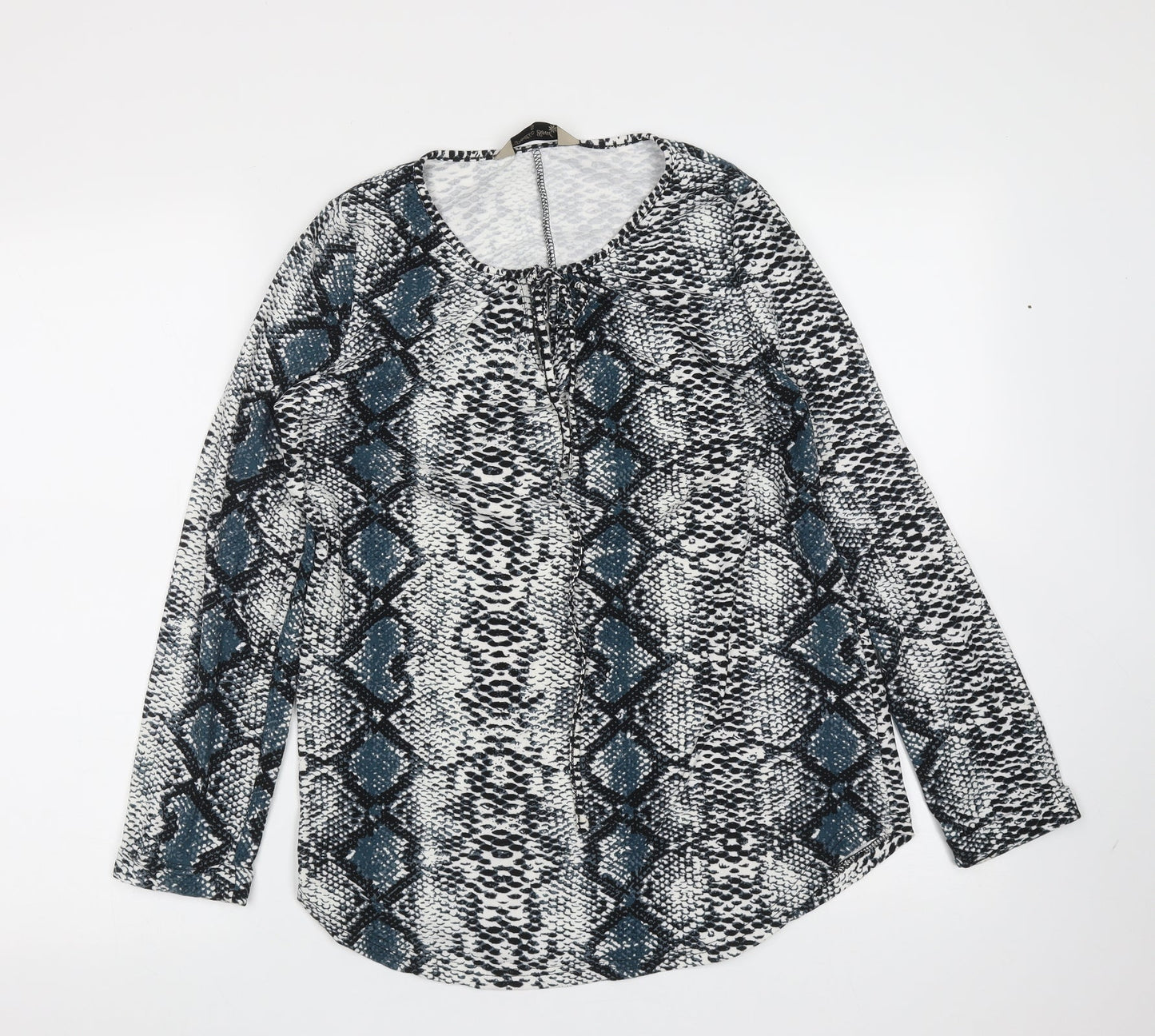Poetic Soul Womens Multicoloured Animal Print Polyester Basic Blouse Size S Round Neck - Snake print