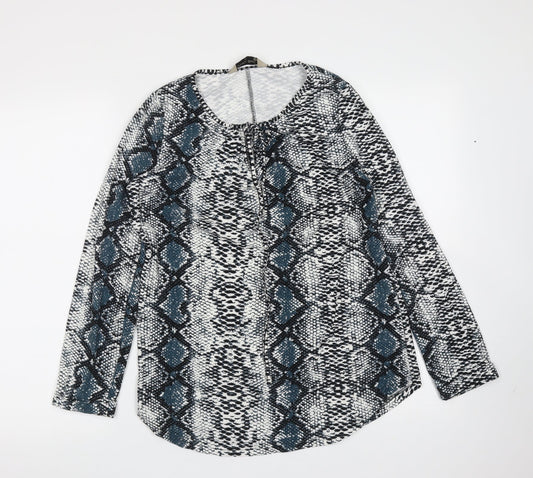 Poetic Soul Womens Multicoloured Animal Print Polyester Basic Blouse Size S Round Neck - Snake print