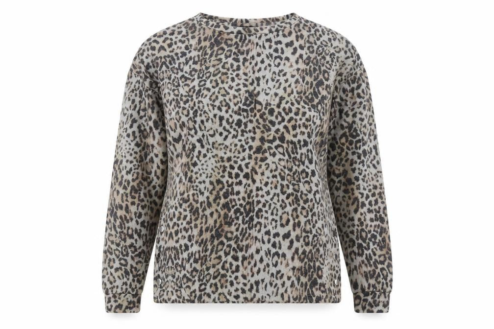 Peacocks Womens Beige Round Neck Animal Print Polyester Pullover Jumper Size 8