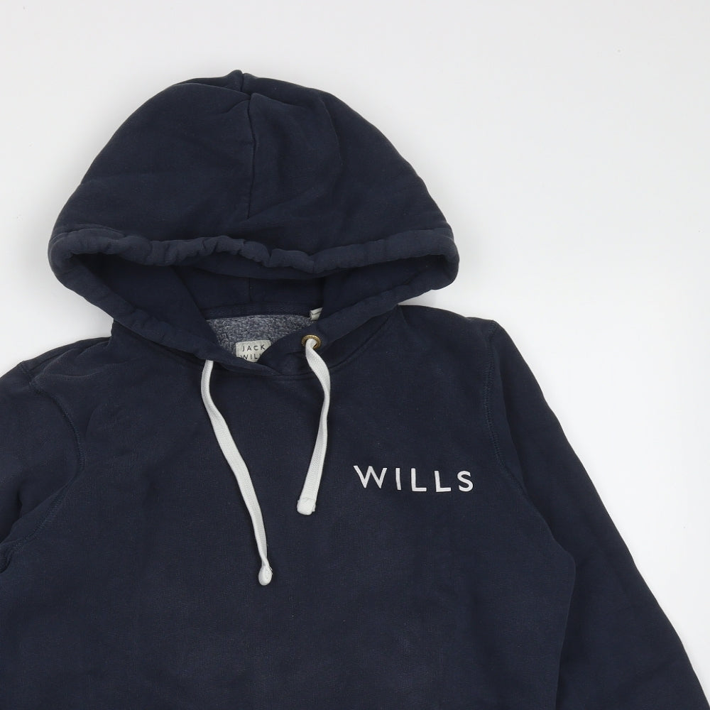 Jack Wills Womens Blue  Cotton Pullover Hoodie Size 8