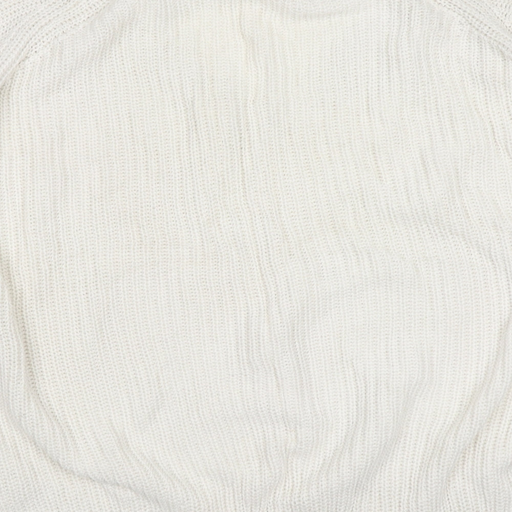 TU Womens Ivory V-Neck  Cotton Pullover Jumper Size 12