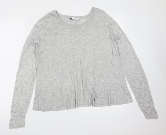 Zara Womens Grey Round Neck  Polyester Pullover Jumper Size M