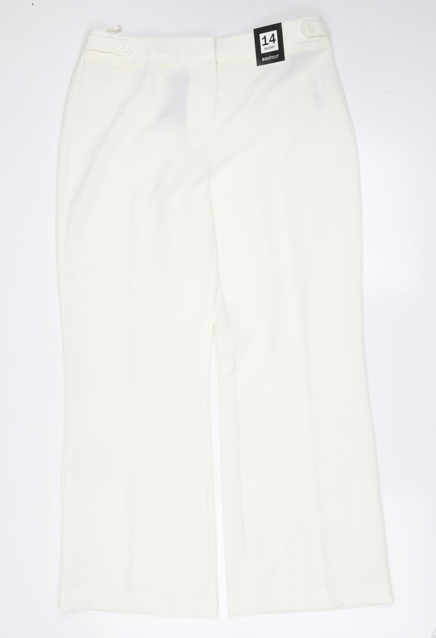 Debenhams Womens Ivory  Polyester Trousers  Size 14 L30 in Regular Zip