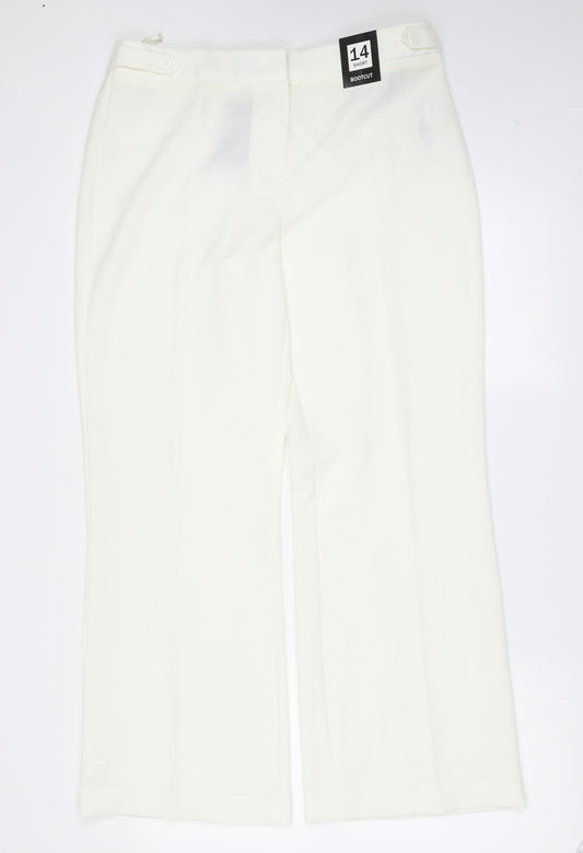 Debenhams Womens Ivory  Polyester Trousers  Size 14 L30 in Regular Zip