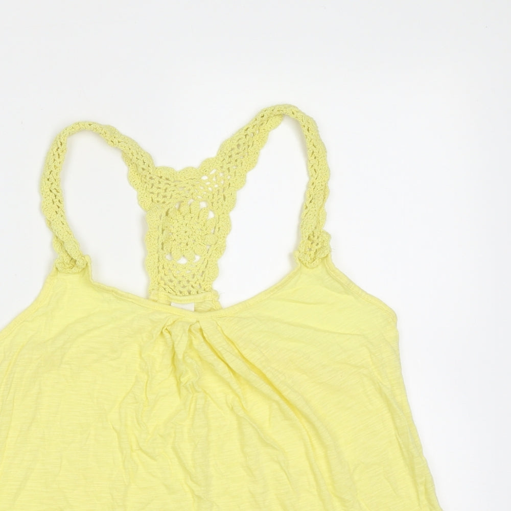 NEXT Womens Yellow  Cotton Basic Tank Size 12 Round Neck