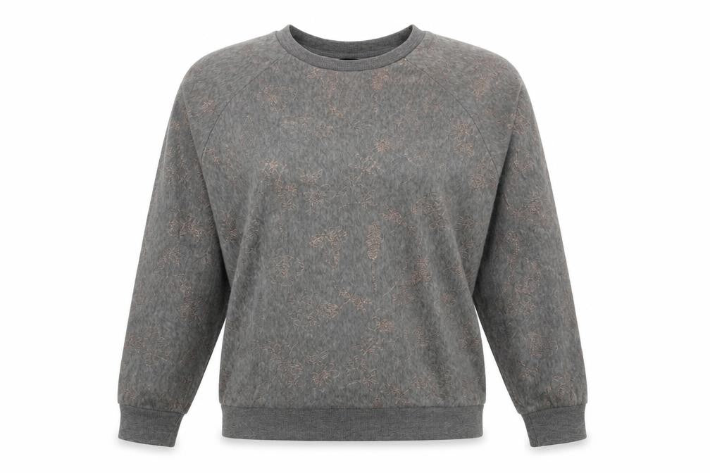 F&F Womens Grey Round Neck Floral Polyester Pullover Jumper Size M