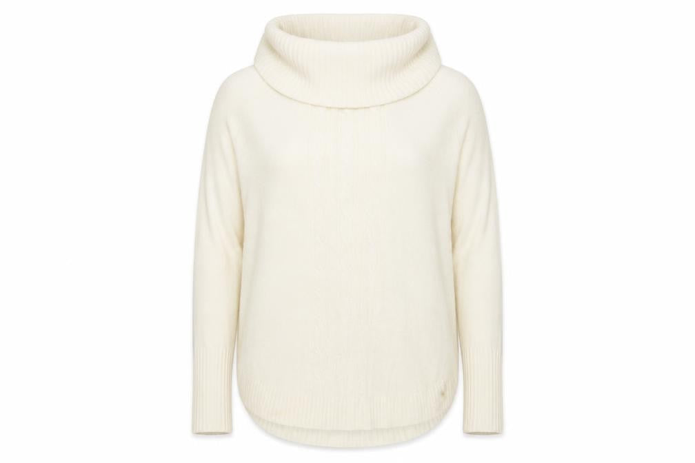Mozaic Womens Ivory Roll Neck  Acrylic Pullover Jumper Size L