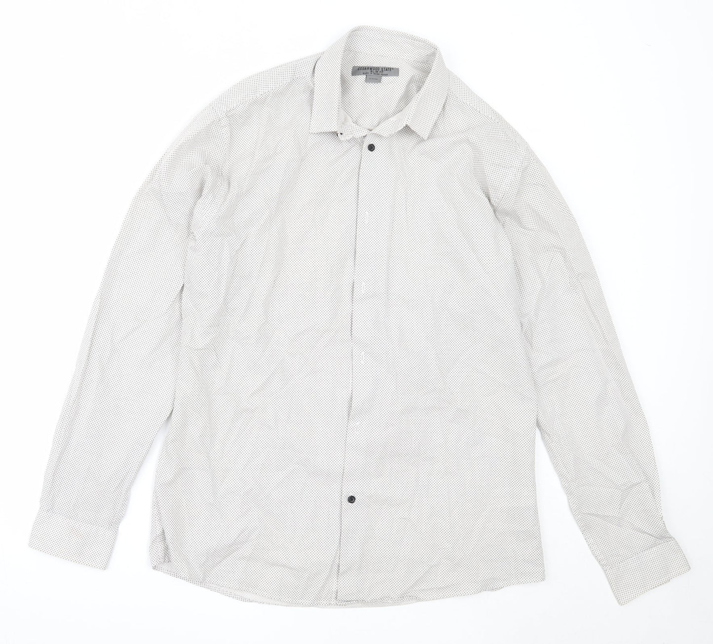 Cedar Wood State Mens Ivory  Cotton  Button-Up Size 16 Collared