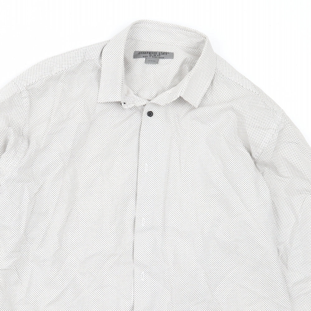Cedar Wood State Mens Ivory  Cotton  Button-Up Size 16 Collared