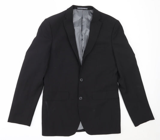 Cedar Wood State Mens Black  Polyester Jacket Blazer Size 36
