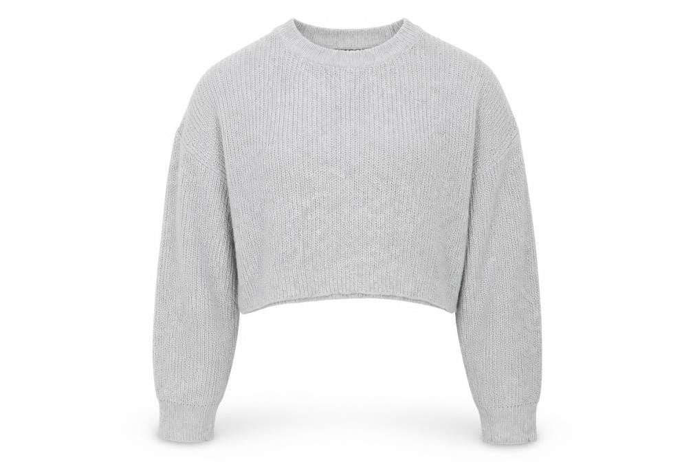 PRETTYLITTLETHING Womens Grey Round Neck  Acrylic Pullover Jumper Size M