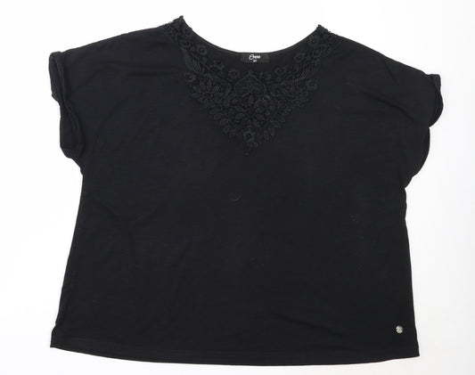 Emreco Womens Black  Polyester Basic T-Shirt Size 20 Round Neck