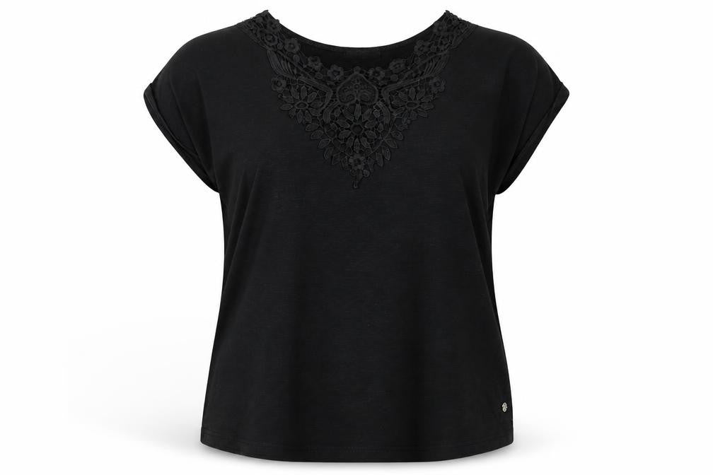 Emreco Womens Black  Polyester Basic T-Shirt Size 20 Round Neck