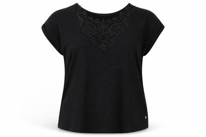 Emreco Womens Black  Polyester Basic T-Shirt Size 20 Round Neck