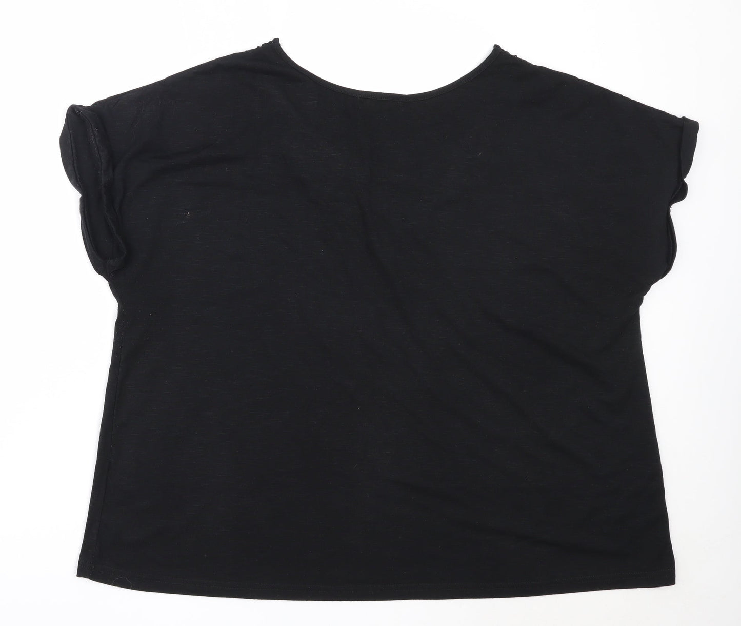 Emreco Womens Black  Polyester Basic T-Shirt Size 20 Round Neck