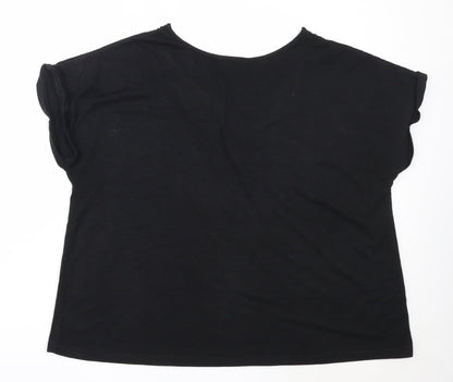 Emreco Womens Black  Polyester Basic T-Shirt Size 20 Round Neck