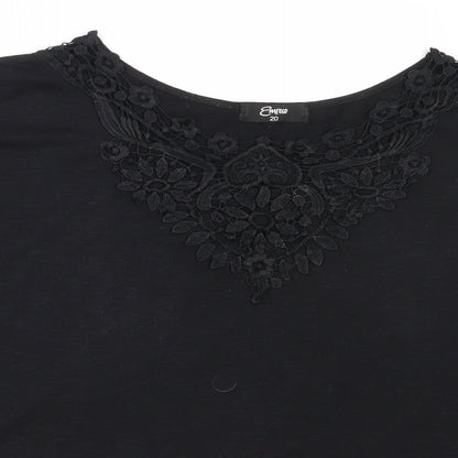 Emreco Womens Black  Polyester Basic T-Shirt Size 20 Round Neck