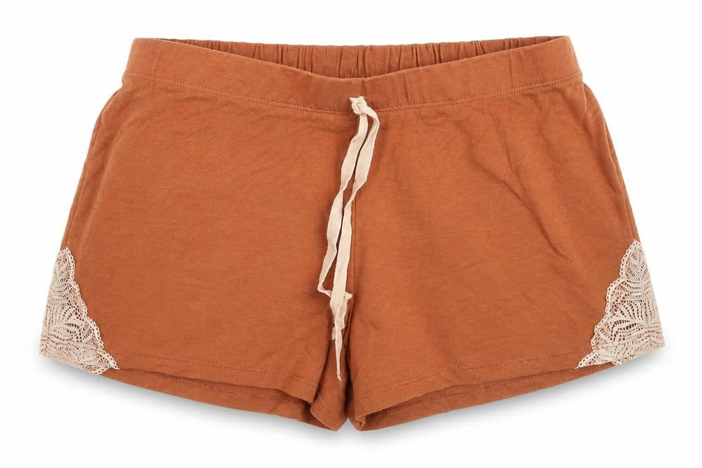 TU Womens Brown Solid Polyester Top Sleep Shorts Size 6