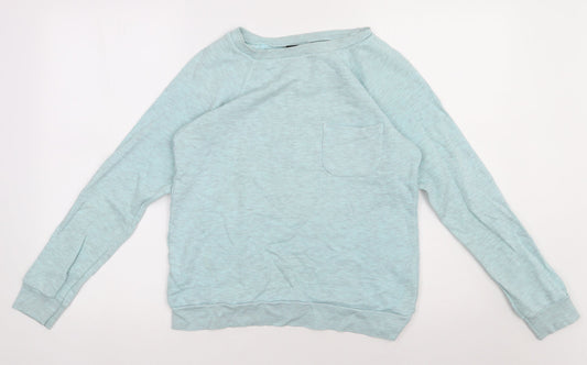 Topshop Womens Blue  Cotton Pullover Sweatshirt Size 8  Pullover
