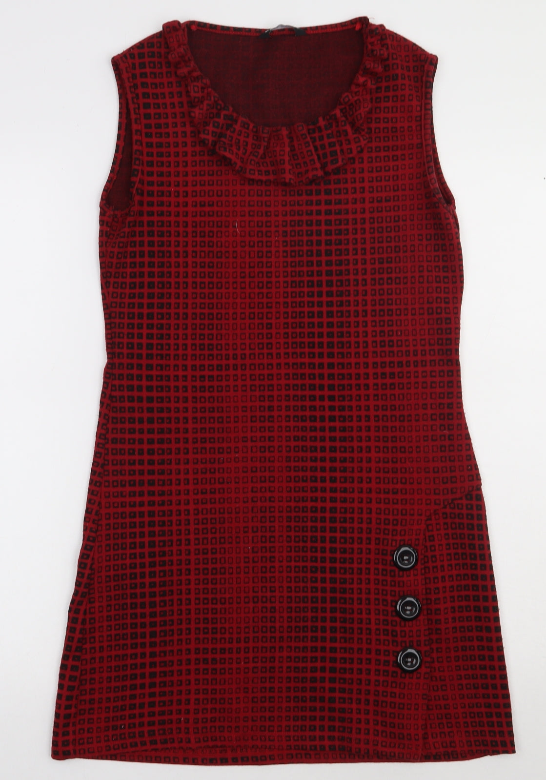 Select Womens Red Check Polyester Bodycon  Size 10  Crew Neck Pullover