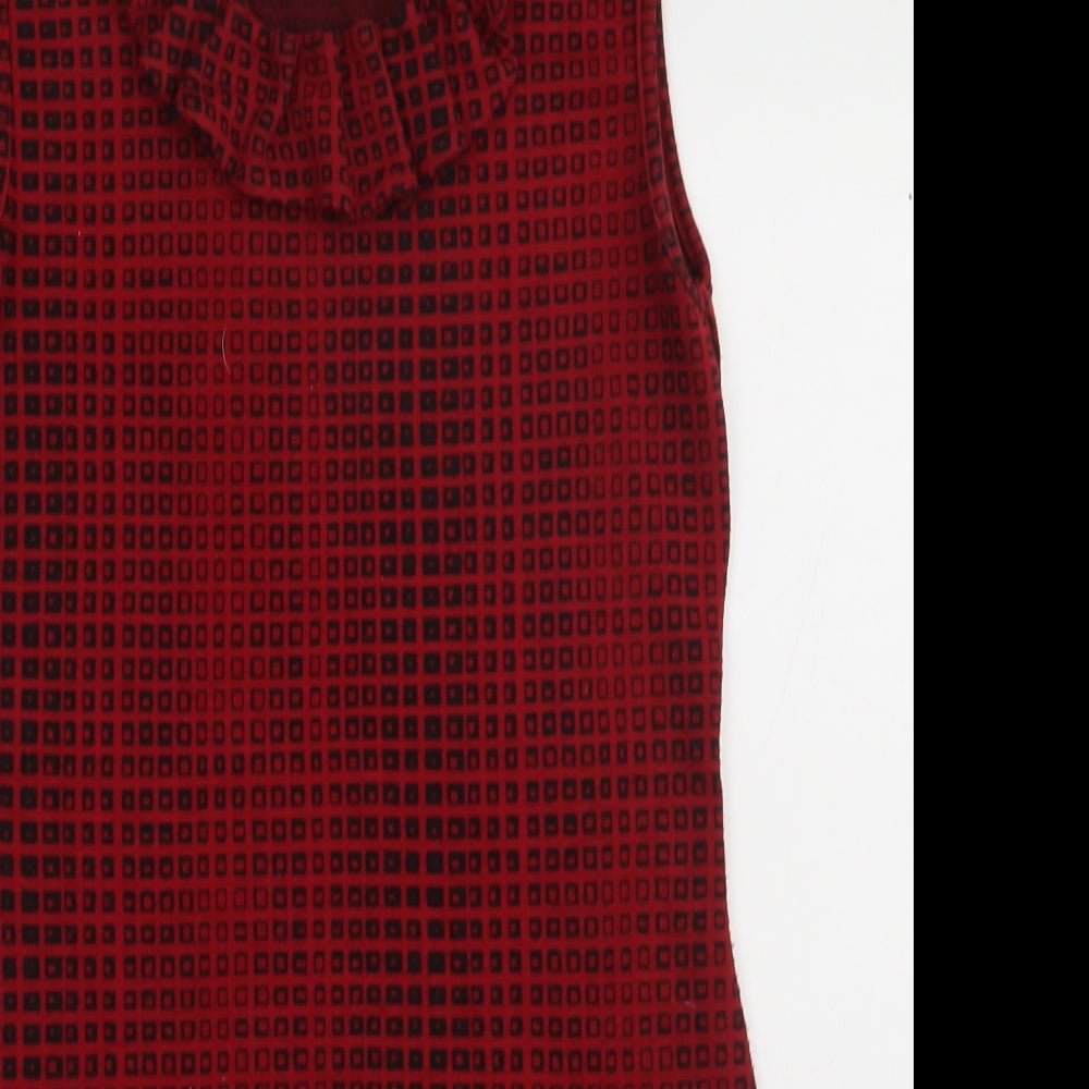 Select Womens Red Check Polyester Bodycon  Size 10  Crew Neck Pullover