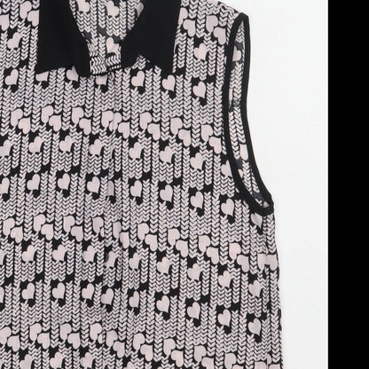 Dorothy Perkins Womens Pink Geometric Polyester Basic Button-Up Size 10 Collared - heart print