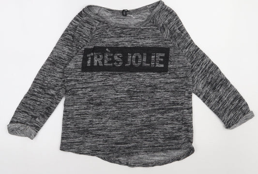 H&M Girls Grey  Polyester Pullover Sweatshirt Size S  Pullover - tres jolie