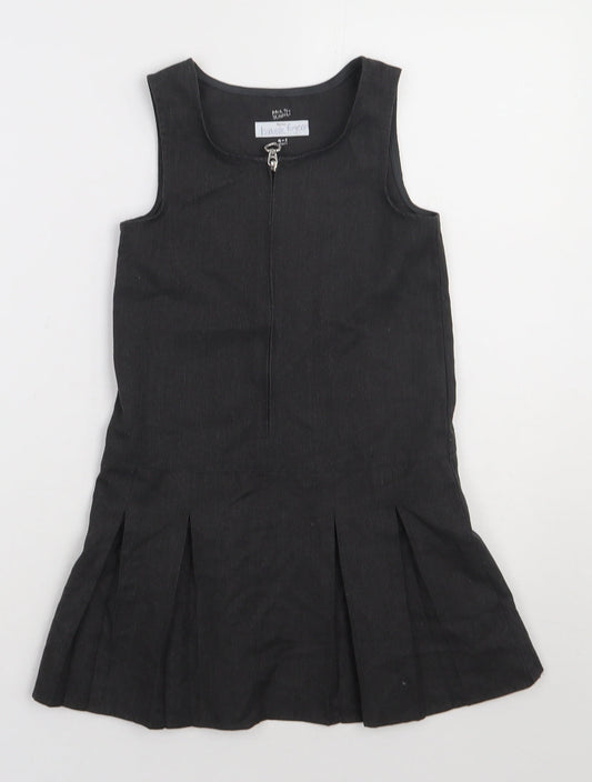 Preworn Girls Grey  Polyester A-Line  Size 4-5 Years  Scoop Neck Zip - school Wear