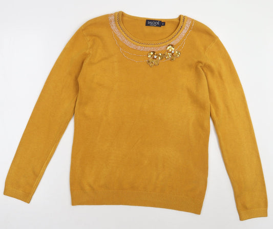 Saloos Womens Yellow  Viscose Pullover Sweatshirt Size M  Pullover