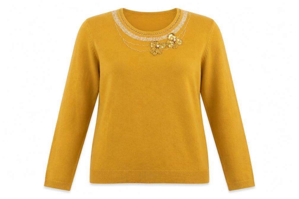 Saloos Womens Yellow  Viscose Pullover Sweatshirt Size M  Pullover
