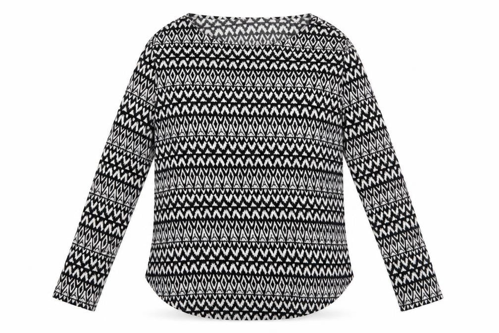 H&M Womens Black Geometric Viscose Pullover Sweatshirt Size L  Pullover