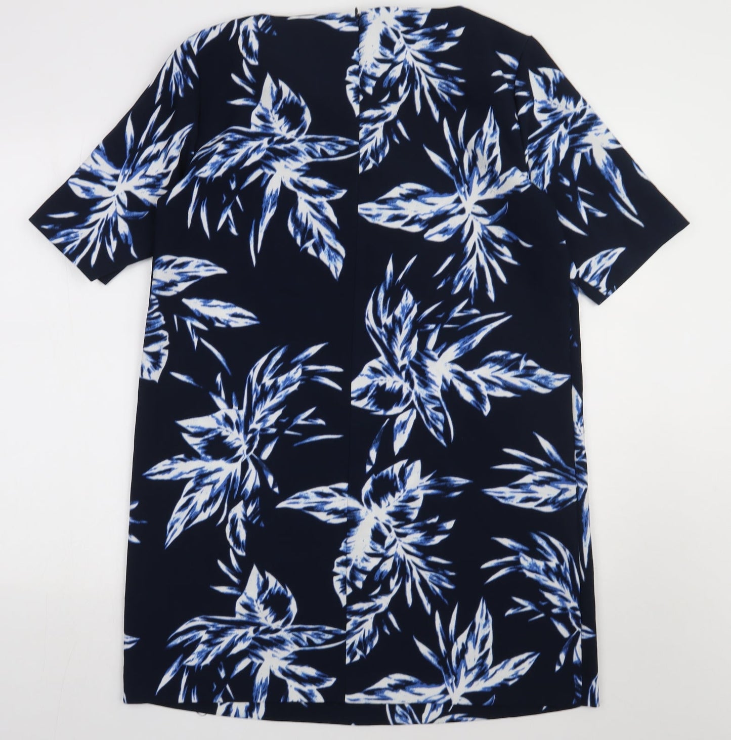 Only Womens Blue Geometric Polyester A-Line  Size 14  Crew Neck Zip