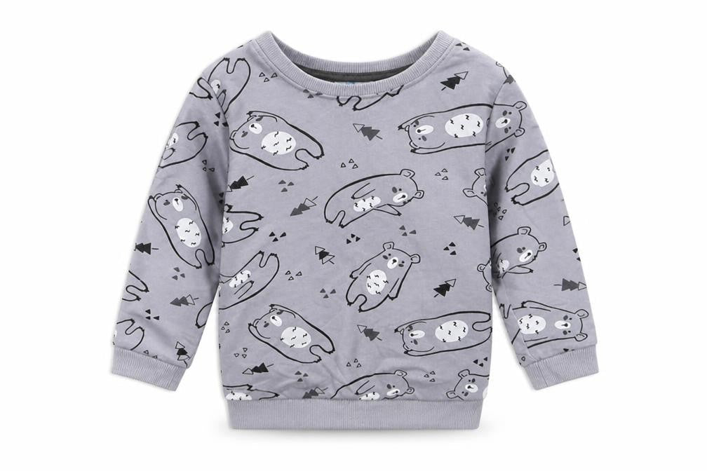 so cute Girls Grey Geometric Cotton Basic Casual Size 12-18 Months Crew Neck Pullover