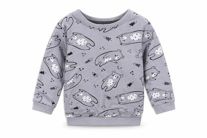 so cute Girls Grey Geometric Cotton Basic Casual Size 12-18 Months Crew Neck Pullover